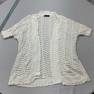 Elegant Cream Open-Knit Women's Cardigan